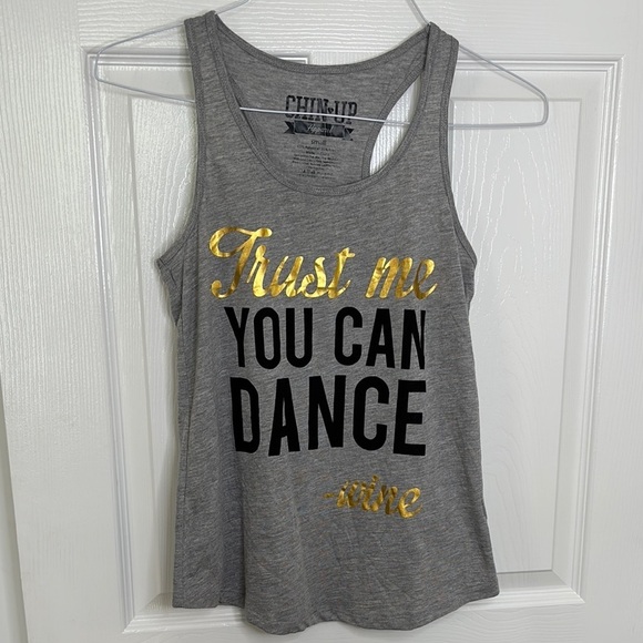 3 for $10 Chin-Up Metallic Gold Muscle Shirt “Trust Me You Can Dance-Wine” - Picture 3 of 5